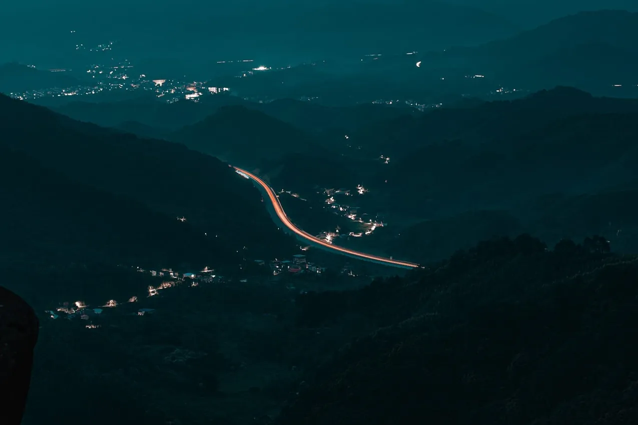 Night landscape, mountains, nature