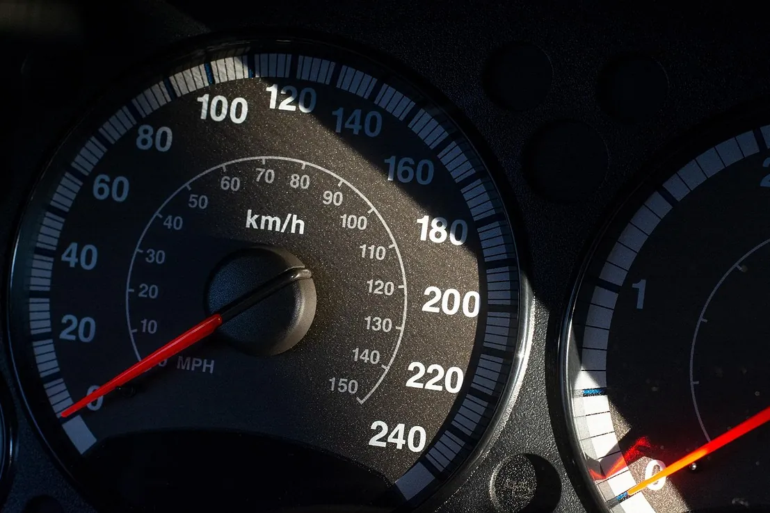 Speedometer, automobile, speed display