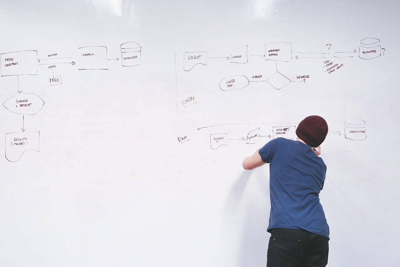 Whiteboard, man, presentation
